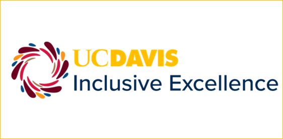 Newsletter banner with a red and blue swirling logo that reads "UC Davis Inclusive Excellence"