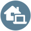 laptop and house in a vector icon