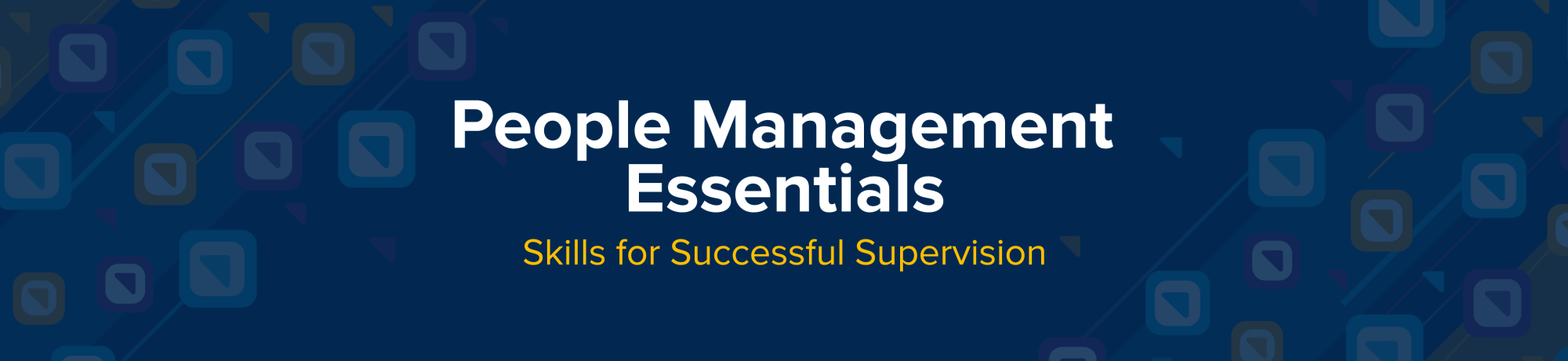 People Management Essentials Banner that includes the title, slogan, and branding elements.