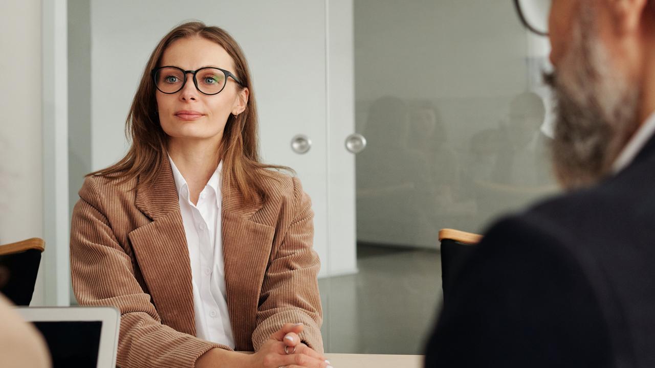 woman across a table having an interview