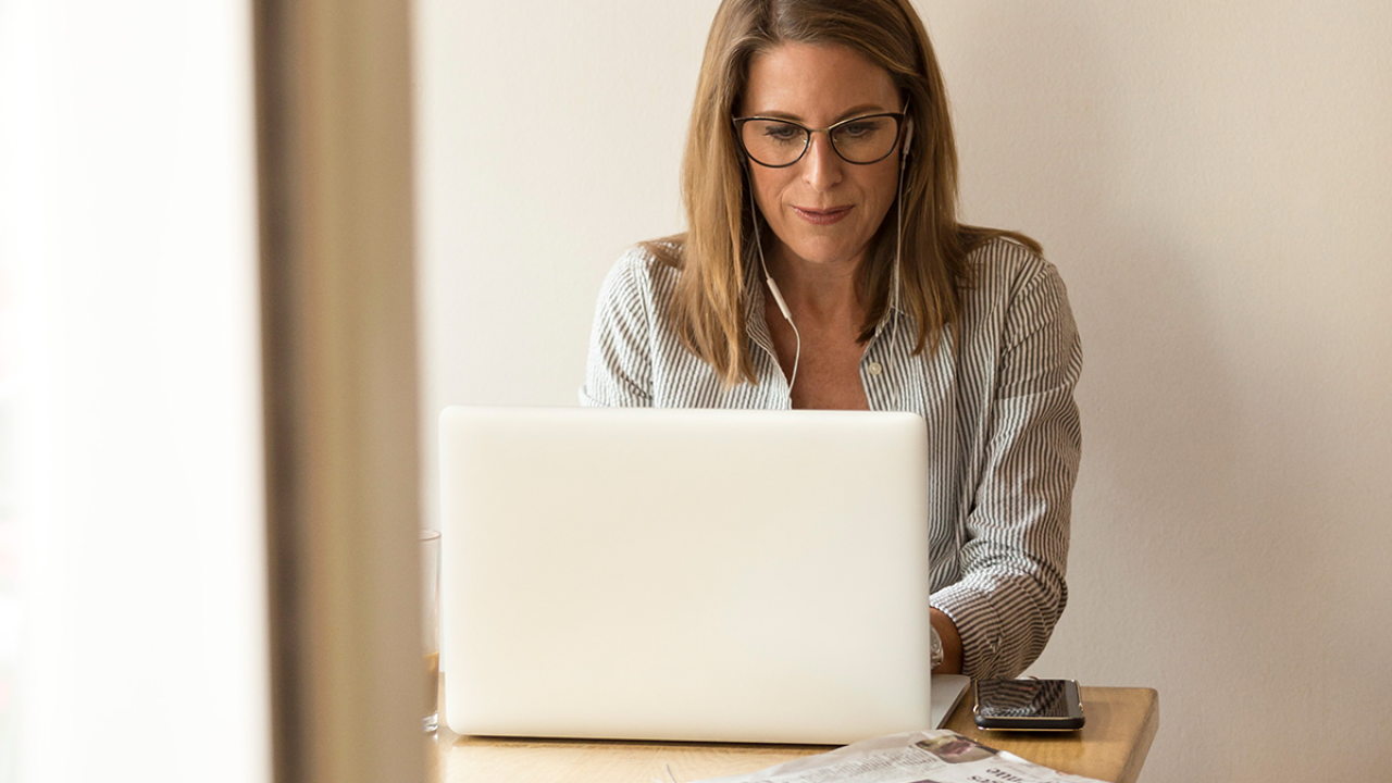 woman working on a laptop