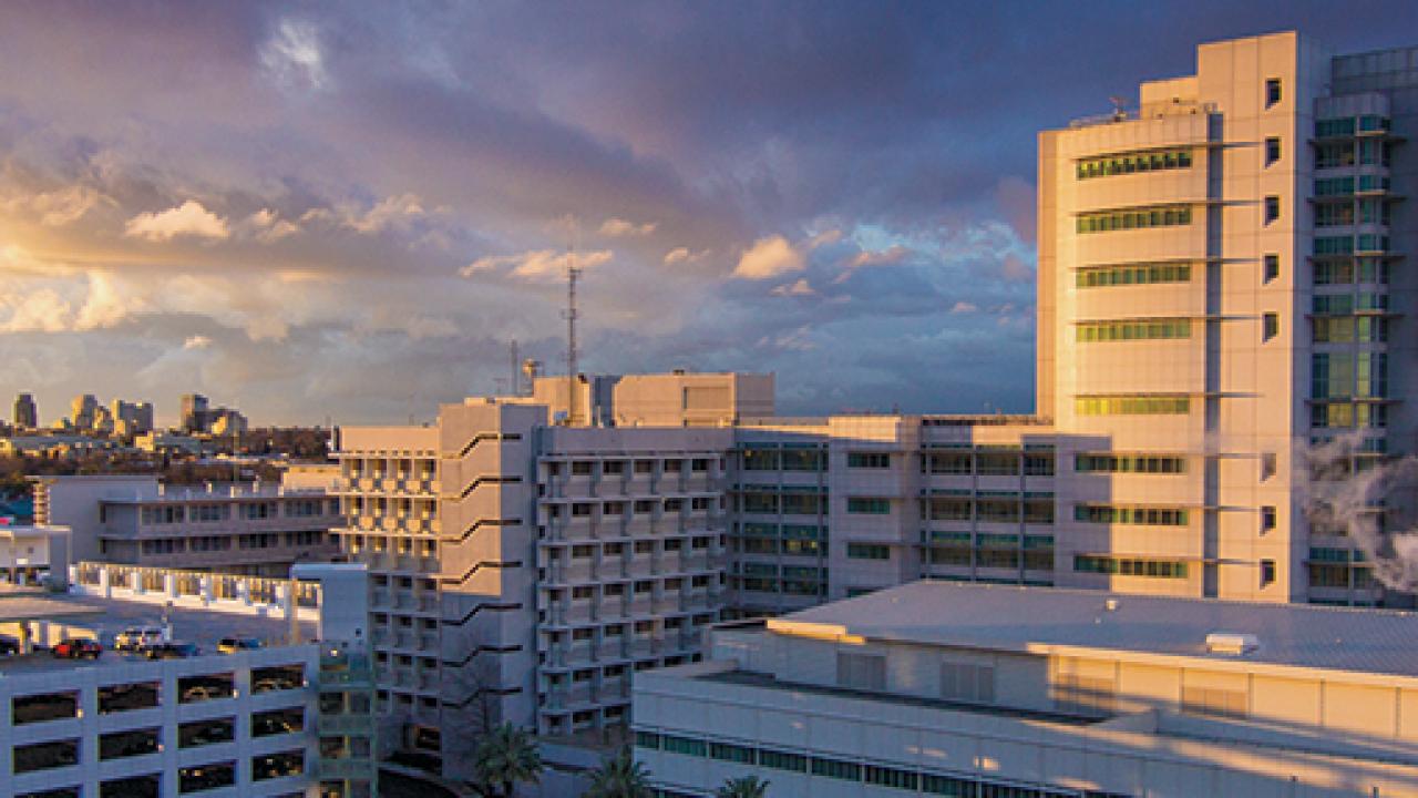 UC Davis Health hospital aerial shot.