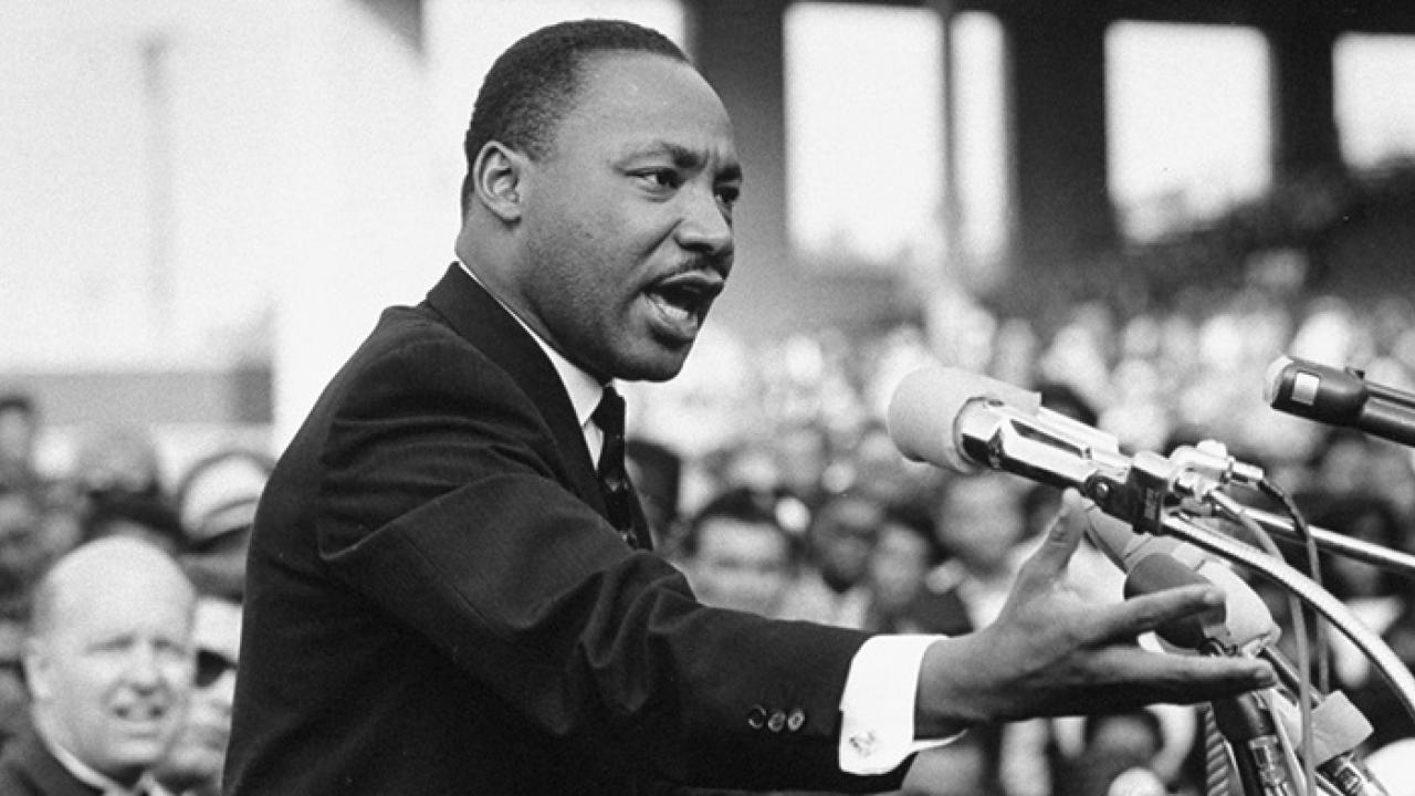 Martin Luther King Jr making a speech