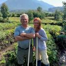 Sandy Batchelor and husband, Mark, at Volcanos National Park in the Virunga Mountains, Rwanda 